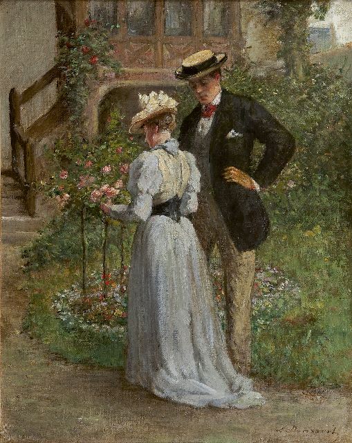 Léon Marie Constant Dansaert | In de rozentuin, olieverf op doek, 40,9 x 33,1 cm, gesigneerd r.o.