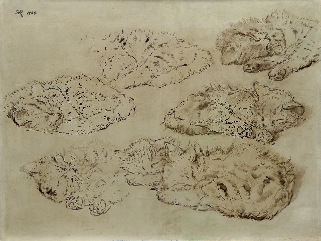 Henriette Ronner-Knip | Studie van jonge katjes, olieverf op paneel, 34,6 x 46,0 cm, gesigneerd l.b. met monogram en gedateerd 1904