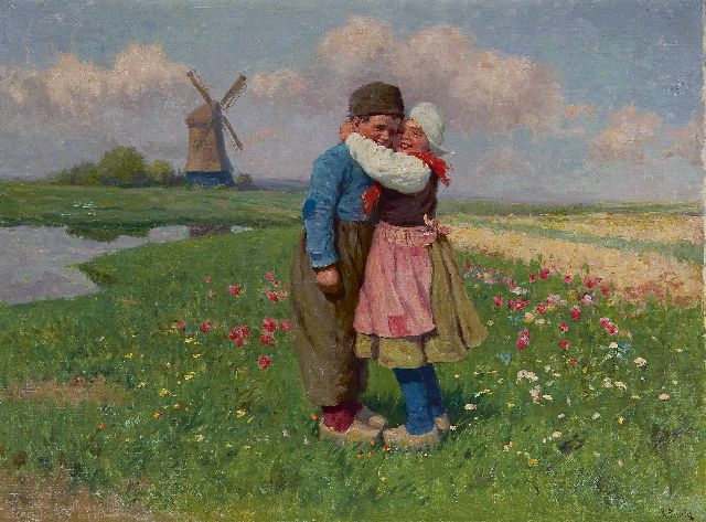 Karl Feiertag | Eerste liefde, olieverf op doek, 60,1 x 80,3 cm, gesigneerd r.o. en zonder lijst