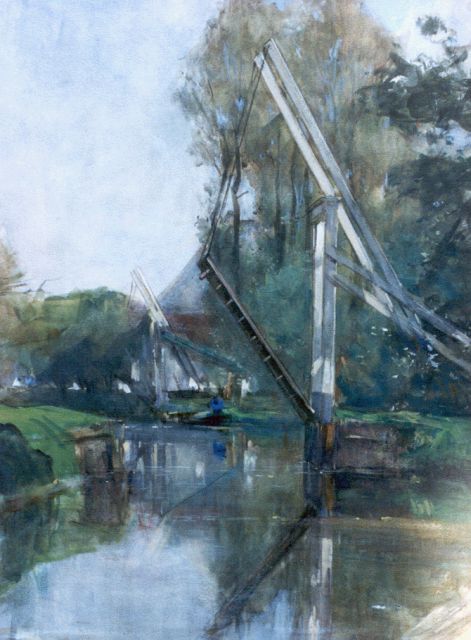 Floris Arntzenius | Vaart met ophaalbrug, aquarel op papier, 44,5 x 33,5 cm, gesigneerd r.o.