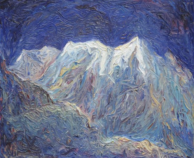 Dirk Vis | Berglandschap, olieverf op doek, 50,1 x 60,2 cm, gesigneerd r.b. en verso