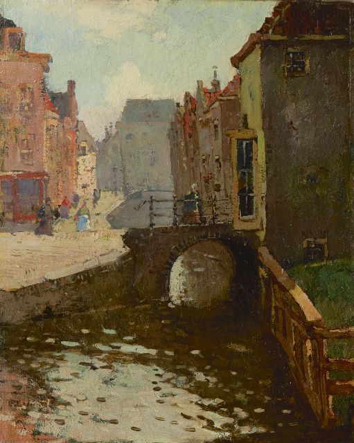 Herman Bogman jr. | Stadsgracht in de zomer, olieverf op doek, 50,7 x 40,7 cm, gesigneerd l.o.