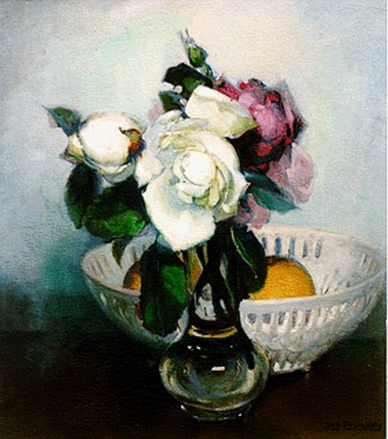 Jan Franken | Bloemstilleven, olieverf op paneel, 29,0 x 25,5 cm, gesigneerd r.o.
