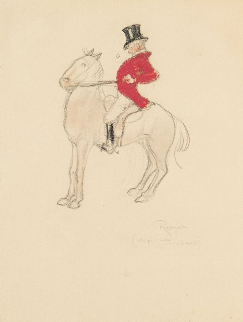 Armand Rassenfosse | De ruiter, potlood, krijt en aquarel op papier, 25,3 x 19,0 cm, gesigneerd r.o.