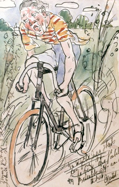 Leo Gestel | De laatste loodjes, gemengde techniek op papier, 14,0 x 9,0 cm, gesigneerd r.o.