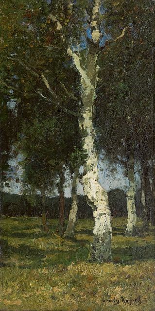 Cornelis Kuijpers | Berkenbosje, olieverf op doek, 45,4 x 23,8 cm, gesigneerd r.o.