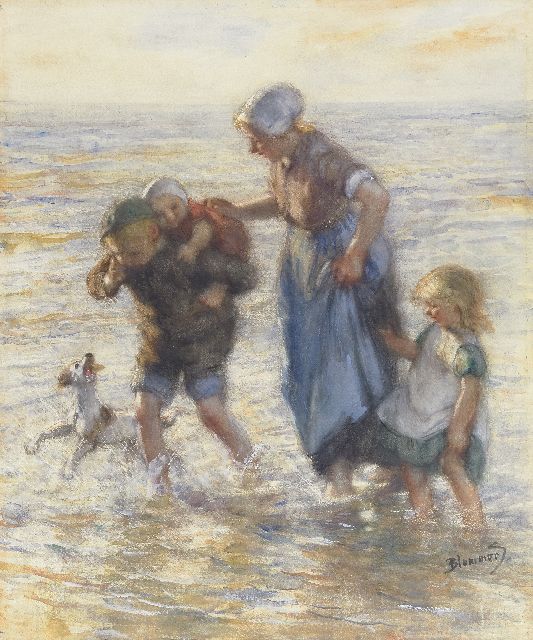 Bernard Blommers | Bij de zee, aquarel op papier, 61,6 x 51,8 cm, gesigneerd r.o.