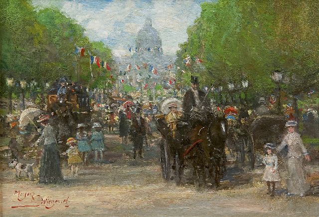 Rolf Dieter Meyer-Wiegand | Quatorze Juillet, Parijs, olieverf op paneel, 14,0 x 19,9 cm, gesigneerd l.o.