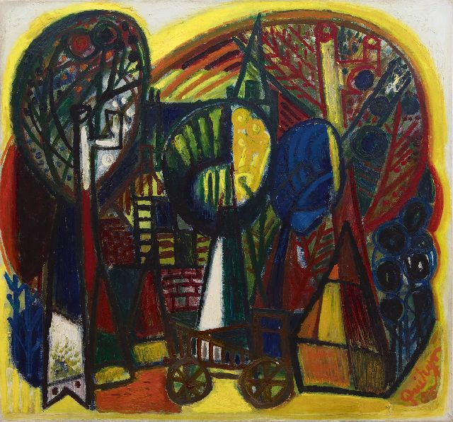 Quirijn van Tiel | Dorp in Brabant, olieverf op doek, 84,8 x 89,8 cm, gesigneerd r.o. en gedateerd '56