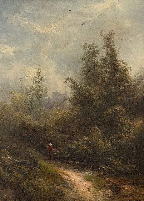 Pieter Kluyver | Bospad, olieverf op paneel, 22,1 x 16,5 cm, gesigneerd l.o. en zonder lijst