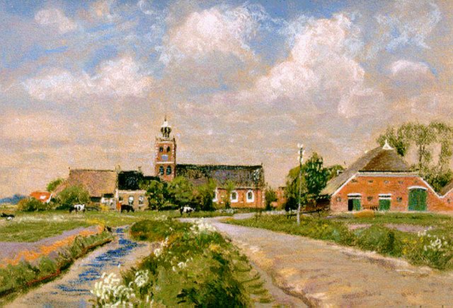Jan Altink | Noordwolde, pastel op papier, 48,0 x 63,4 cm, gesigneerd r.o. en gedateerd '43
