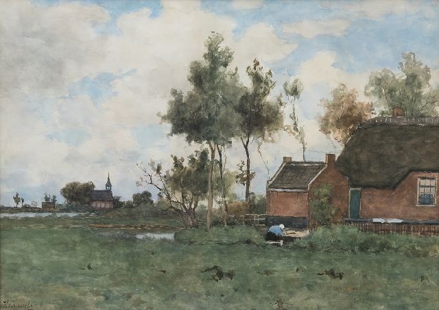 Victor Bauffe | Boerenerf bij Noorden, aquarel op papier, 46,9 x 65,2 cm, gesigneerd l.o.