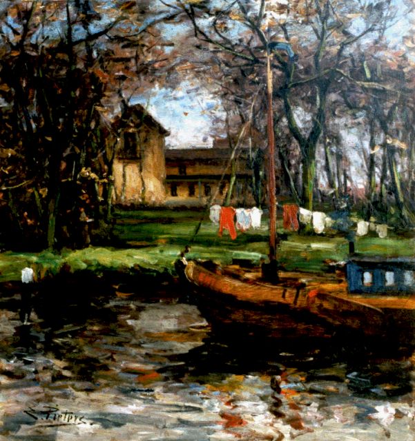 Evert Pieters | Het Tolhuis langs het IJ, olieverf op doek, 76,8 x 70,6 cm, gesigneerd l.o.