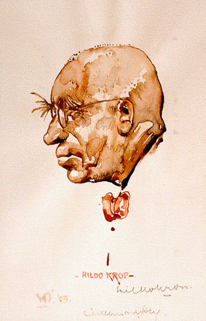 Willem van den Berg | Portret Hildo Krop, aquarel op papier, 18,5 x 12,0 cm, gesigneerd m.o.