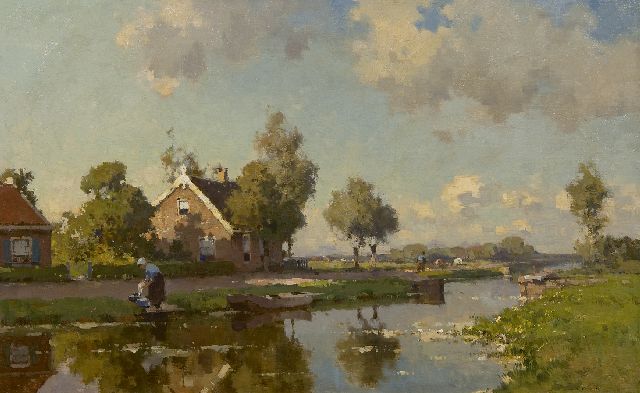 Cornelis Vreedenburgh | Langs de poldervaart, olieverf op doek, 47,5 x 76,0 cm, gesigneerd r.o.