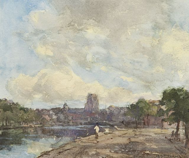 Johan Hendrik van Mastenbroek | Gezicht op Rotterdam, aquarel op papier, 20,0 x 23,7 cm, gesigneerd r.o. en gedateerd 1903