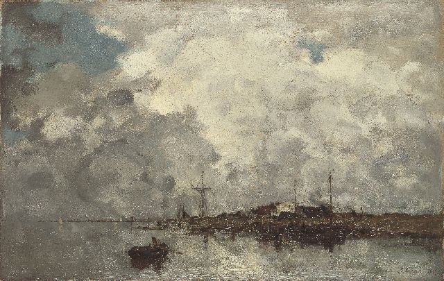 Jacob Maris | Wolk effekt, olieverf op doek, 38,2 x 60,1 cm, gesigneerd r.o. en gedateerd 1877