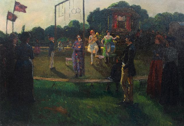 Amandus Faure | Reizend circus, olieverf op doek, 90,5 x 130,0 cm, gesigneerd r.o. en gedateerd '05