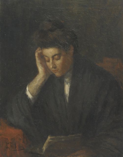 Louise Fritzlin | Lezende vrouw, olieverf op doek, 48,3 x 37,2 cm, te dateren 1910