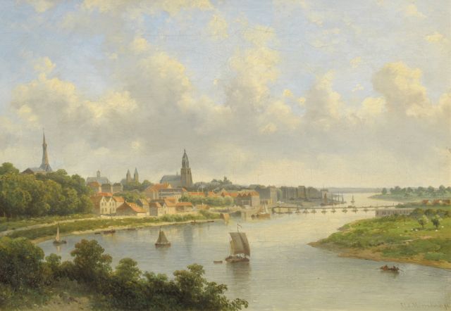 Hilverdink J.J.A.  | Gezicht op Arnhem, olieverf op doek 36,0 x 50,5 cm, gesigneerd r.o.