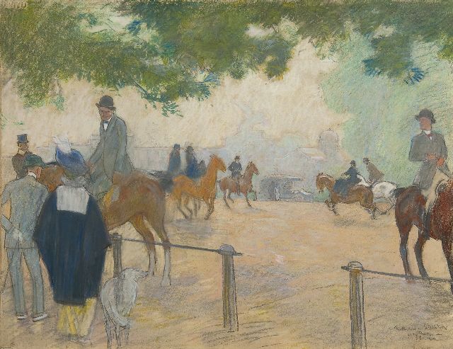 Willy Sluiter | Rotten Row, Londen, pastel op papier op schildersboard, 48,5 x 62,5 cm, gesigneerd r.o. en gedateerd 1914
