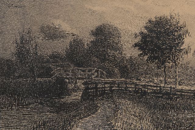 Willem Frederik Haas | Hollands landschap, pen en inkt op papier, 35,9 x 49,6 cm, gesigneerd l.b.