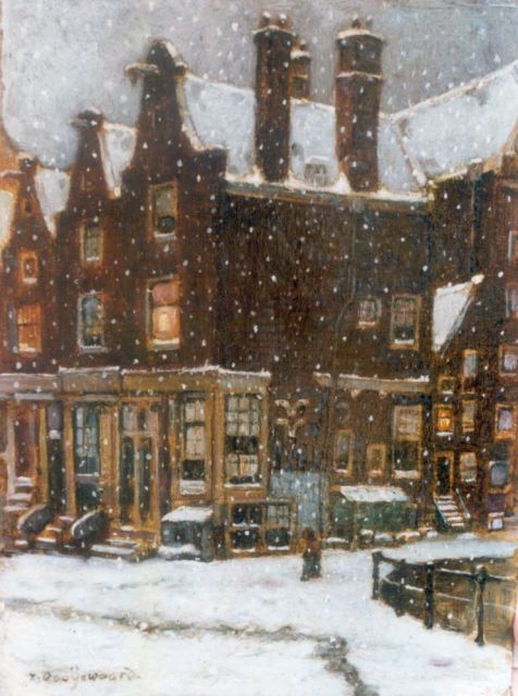 Jaap Dooijewaard | Kromboogssloot bij winter, 26,0 x 18,8 cm, gesigneerd l.o.