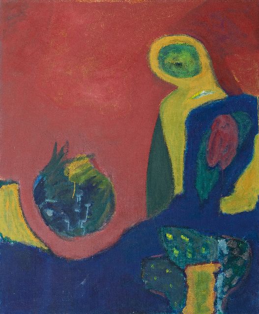 Gerard Schäperkötter | Compositie, olieverf op doek, 120,0 x 100,0 cm, gesigneerd l.b. en gedateerd 2000