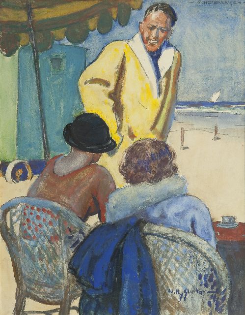 Willy Sluiter | Het badseizoen, Scheveningen, aquarel op papier, 47,5 x 36,0 cm, gesigneerd r.o.