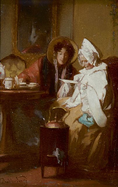 Alexander Hugo Bakker Korff | De brief, olieverf op paneel, 11,2 x 7,1 cm, gesigneerd l.o.
