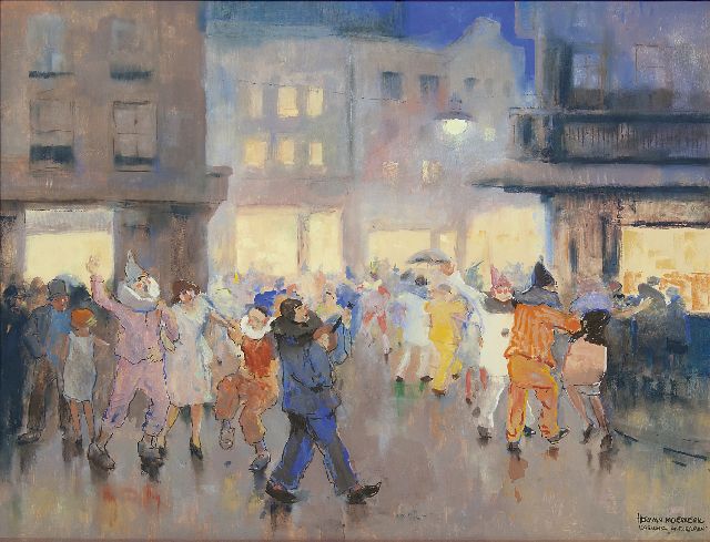 Herman Moerkerk | Carnaval in Antwerpen, krijt en gouache op papier, 64,2 x 83,8 cm, gesigneerd r.o.