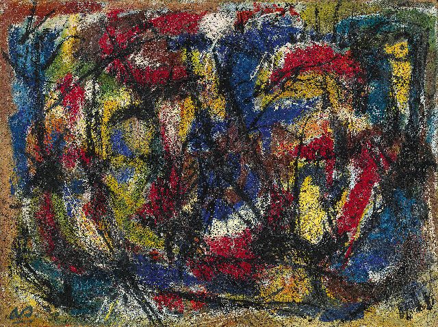 Ad Snijders | Zonder titel, olieverf op board, 91,0 x 122,0 cm, gesigneerd l.o. met initialen en gedateerd '58