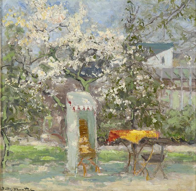 Morgenstjerne Munthe | Voorjaar in de tuin, olieverf op doek op board, 31,0 x 32,0 cm, gesigneerd l.o.