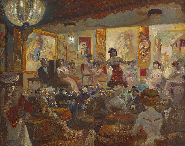 Johannes Carl Ferdinand Nørretranders | De tingeltangel, olieverf op doek, 53,9 x 68,0 cm, gesigneerd l.o. en gedateerd 1908