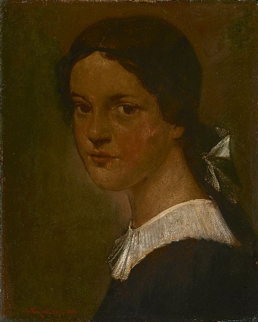 Willem van den Berg | Meisje met strik, olieverf op paneel, 33,4 x 26,8 cm, gesigneerd l.o. en gedateerd 1924