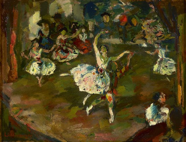 Hans Reinhold Lichtenberger | De balletvoorstelling, olieverf op board, 41,2 x 53,5 cm, gesigneerd l.o.