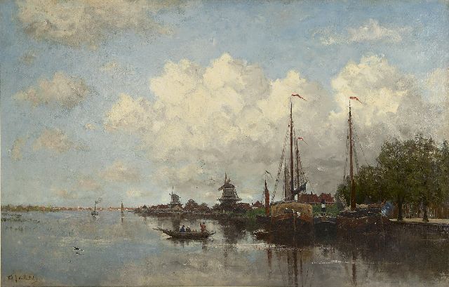 Fredericus Jacobus van Rossum du Chattel | Riviergezicht bij Rotterdam, olieverf op doek, 90,0 x 140,5 cm, gesigneerd l.o.