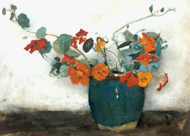 Floris Arntzenius | Gemberpot met Oost-Indische kers, olieverf op doek, 36,5 x 50,5 cm, gesigneerd l.o.