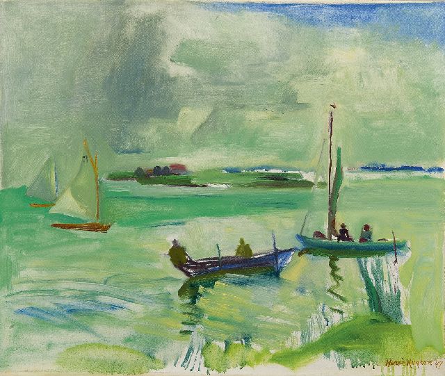 Kuijten H.J.  | Zeilboten op de Bergse Plas, Rotterdam, olieverf op doek 50,5 x 60,3 cm, gesigneerd r.o. en gedateerd '47