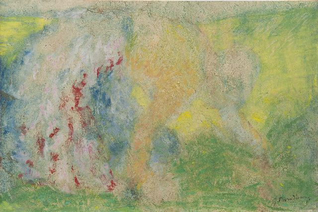 Johan Thorn Prikker | Werken op het land, pastel en aquarel op papier, 32,0 x 47,1 cm, gesigneerd r.o. en gedateerd '91
