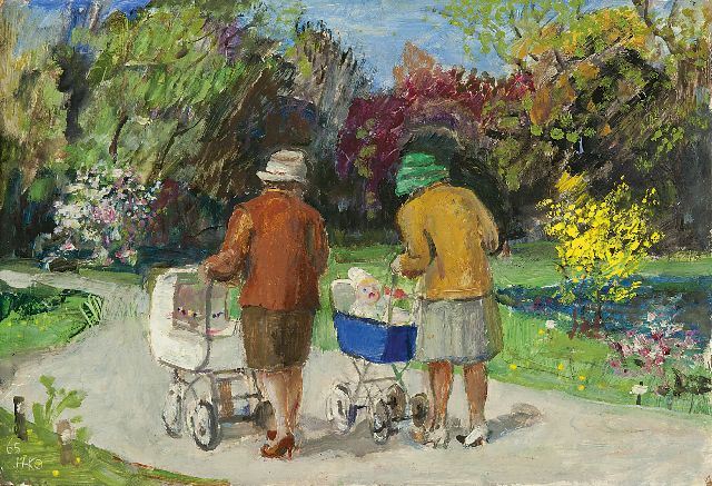 Harm Kamerlingh Onnes | In het park, olieverf op board, 22,0 x 32,0 cm, gesigneerd l.o. met monogram en gedateerd '65