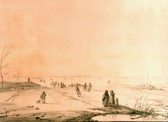 Eugène Verboeckhoven | IJsvertier, potlood op papier, 15,0 x 20,5 cm, gesigneerd r.o. en gedateerd 182?