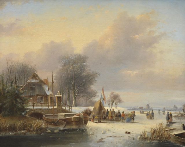 Johannes Petrus van Velzen | IJsgezicht, olieverf op doek, 44,0 x 51,5 cm