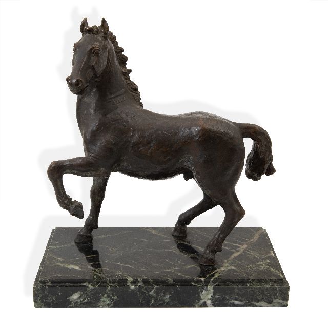 Duitse School   | Paard, gepatineerd zink 44,0 x 37,5 cm