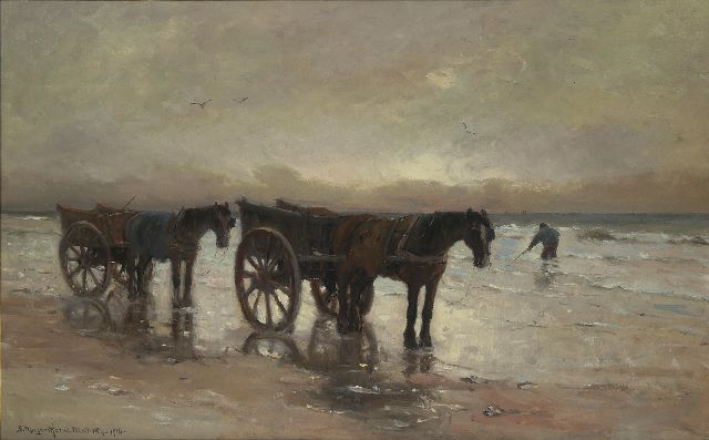 Morgenstjerne Munthe | Schelpenvisser, olieverf op doek, 71,0 x 112,7 cm, gesigneerd l.o. en gedateerd 1910