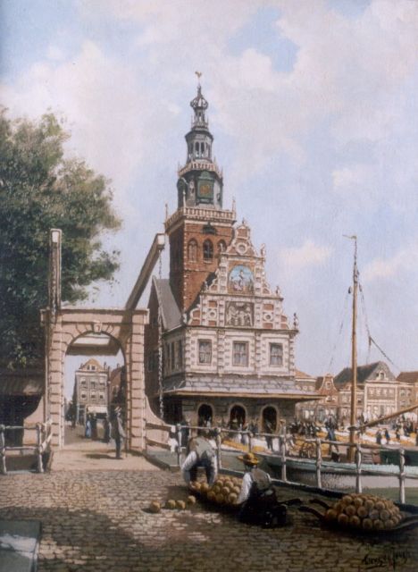 Tinus de Jongh | Kaasmarkt te Alkmaar, olieverf op doek, 60,0 x 44,8 cm, gesigneerd r.o.