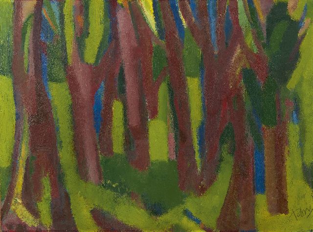 Benner G.  | Bos, olieverf op papier op board 56,3 x 75,7 cm, gesigneerd r.o. en te dateren ca. 1953
