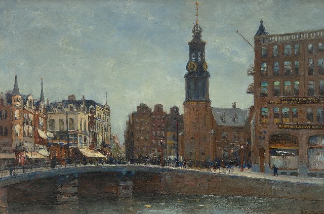 Jan Hillebrand Wijsmuller | Gezicht op De Munt, Amsterdam, olieverf op doek, 40,7 x 60,8 cm, gesigneerd r.o.