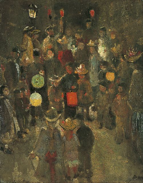 Marius Bauer | Sint-Maartenviering, olieverf op doek, 59,0 x 46,5 cm, gesigneerd initialen r.o. en te dateren 1892-1893