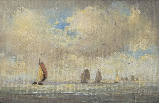 Hobbe Smith | Platbodems op de Zuiderzee, olieverf op doek, 20,7 x 30,6 cm, gesigneerd r.o.